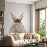 Bunny tail wall mural in a soft pastel design

