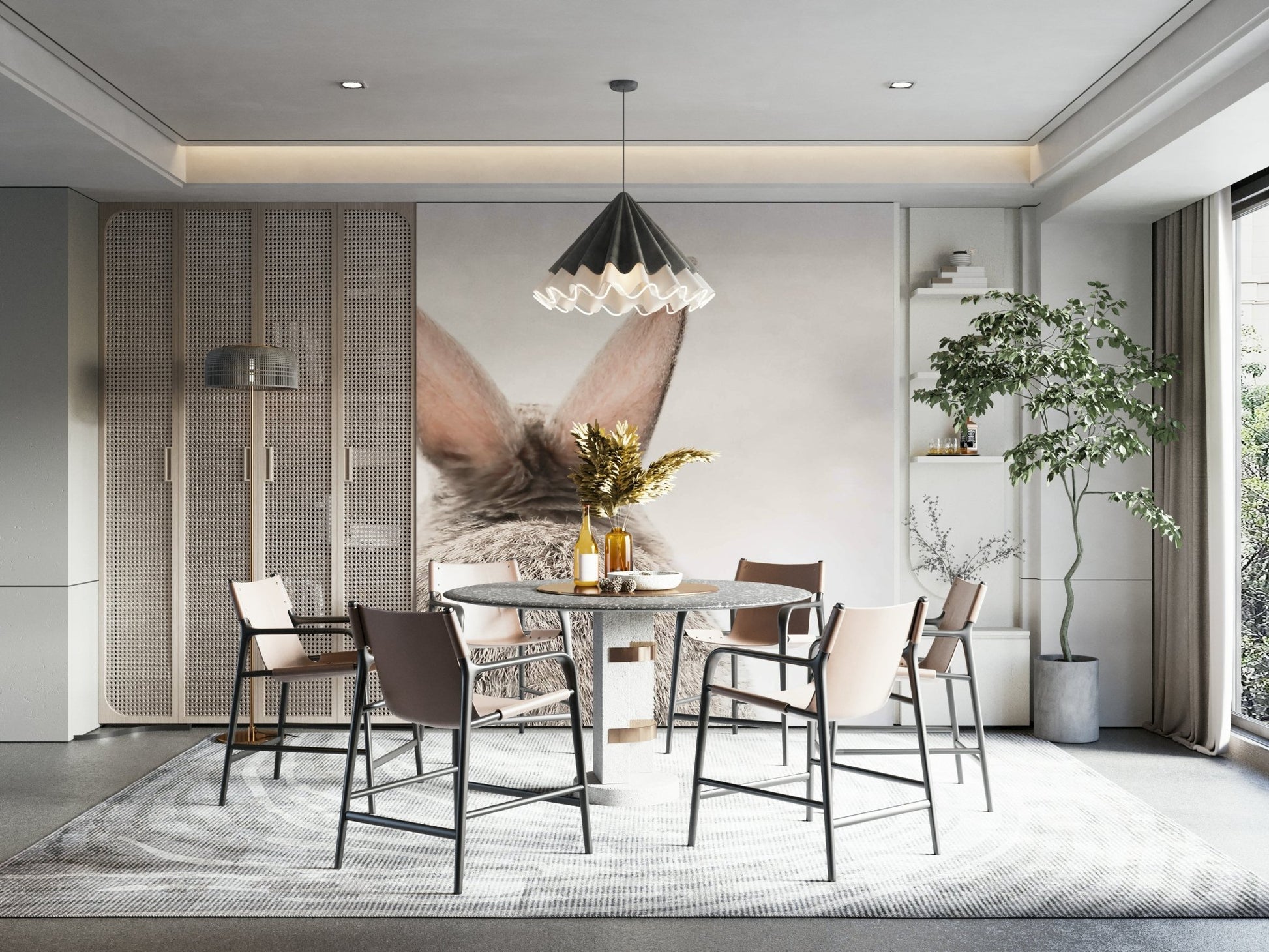 Playful bunny tail wall mural for nursery walls