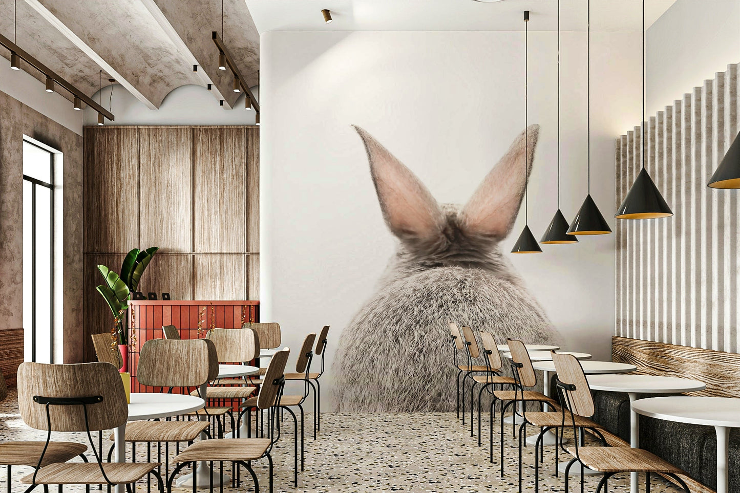 Cute bunny tail wall mural for cozy room decor

