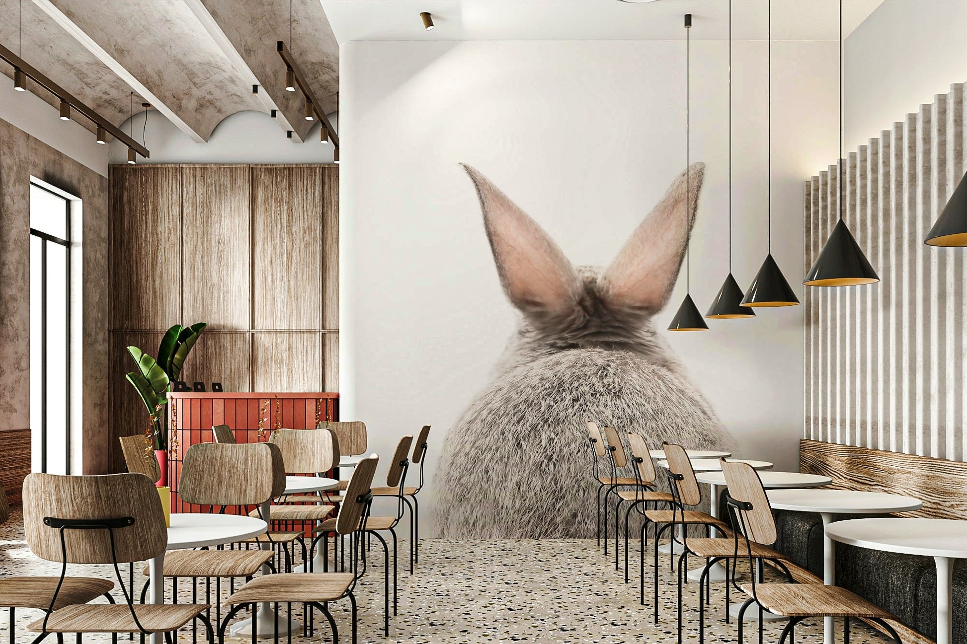 Cute bunny tail wall mural for cozy room decor

