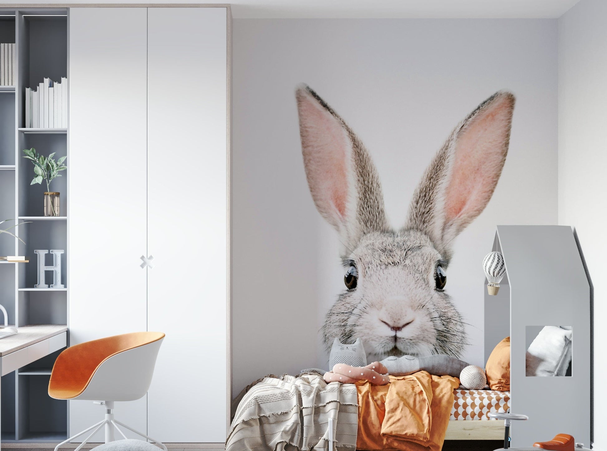 Bunny wall mural bringing warmth to any space