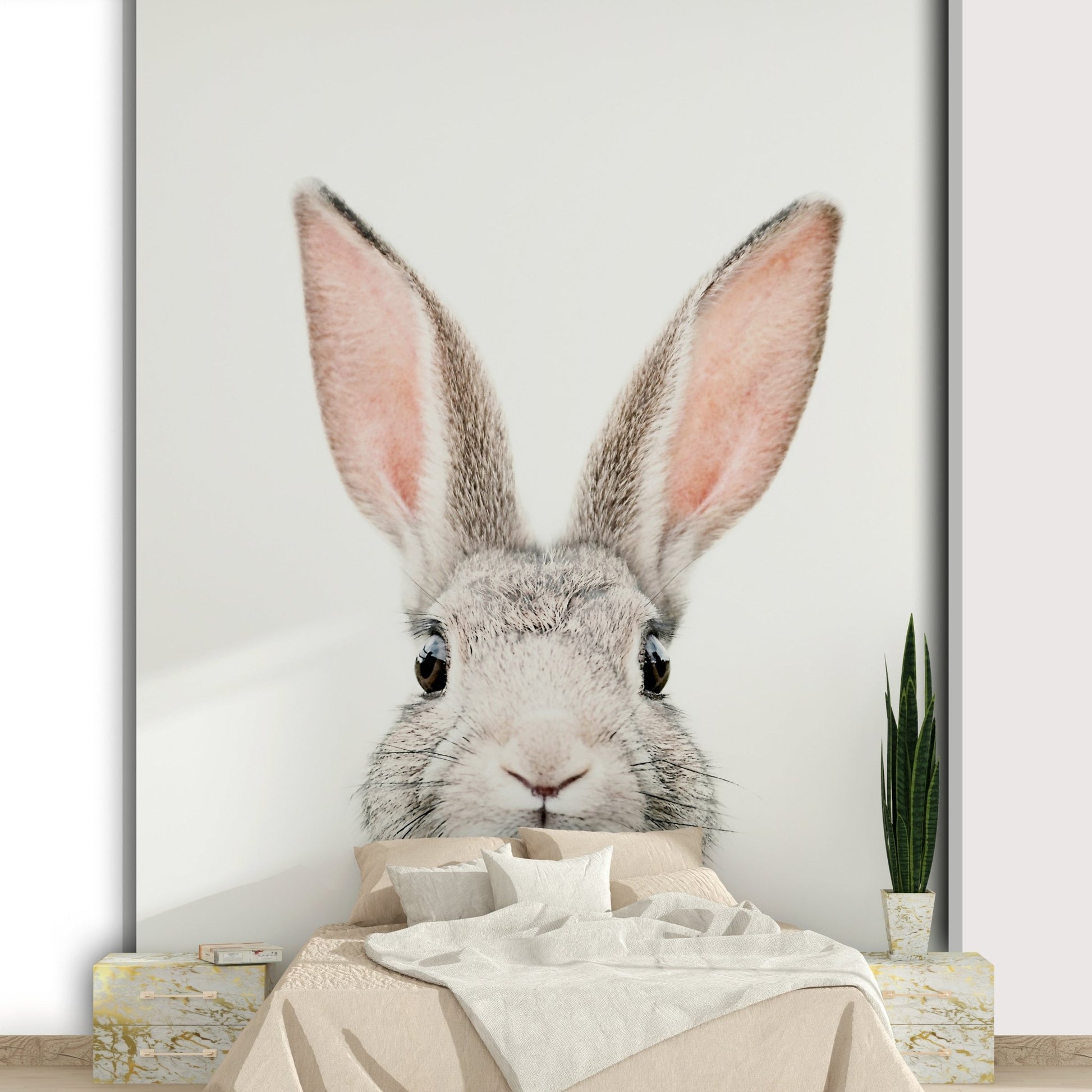Bunny wall mural for playful home decor

