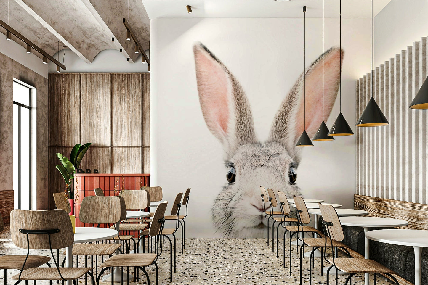 Playful bunny wall mural for kids' rooms