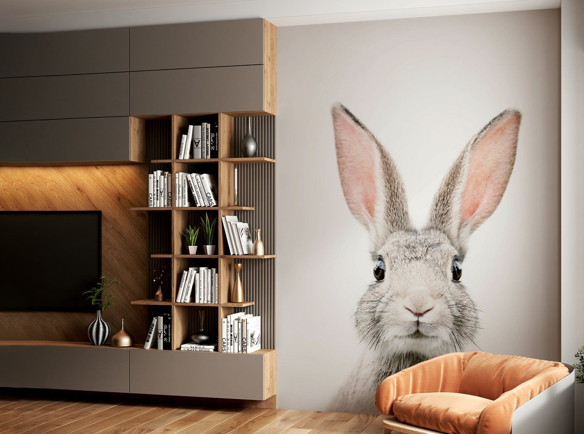 Charming bunny wall mural for nursery decor

