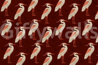 Nature-inspired pattern in Burgundy Heron wall mural