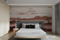 Forest and hills in soft haze mural

