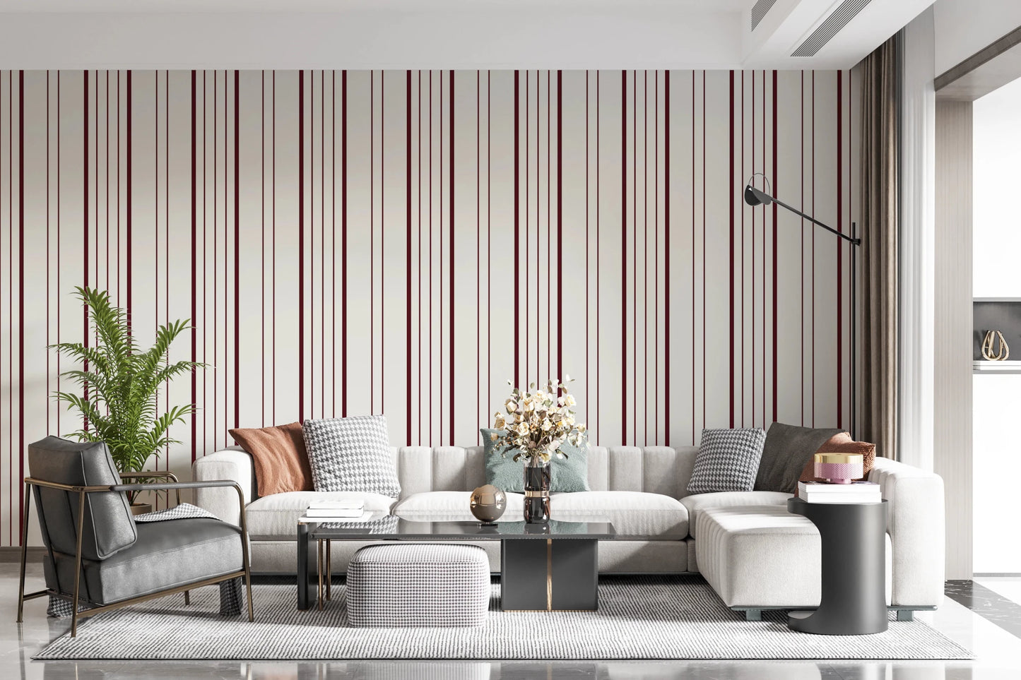 Burgundy Stripe Wallpaper⁠