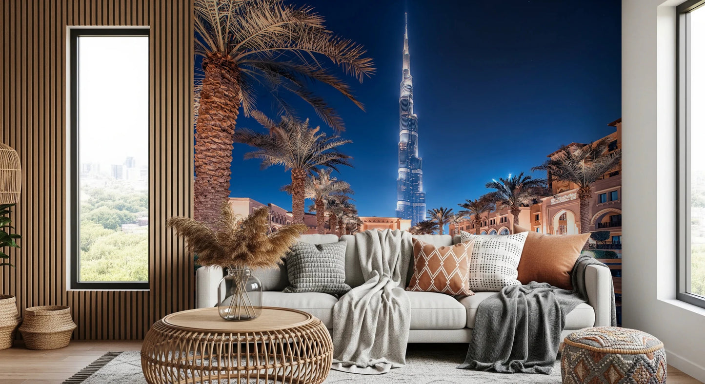 Peel and stick wall mural of famous tall tower.