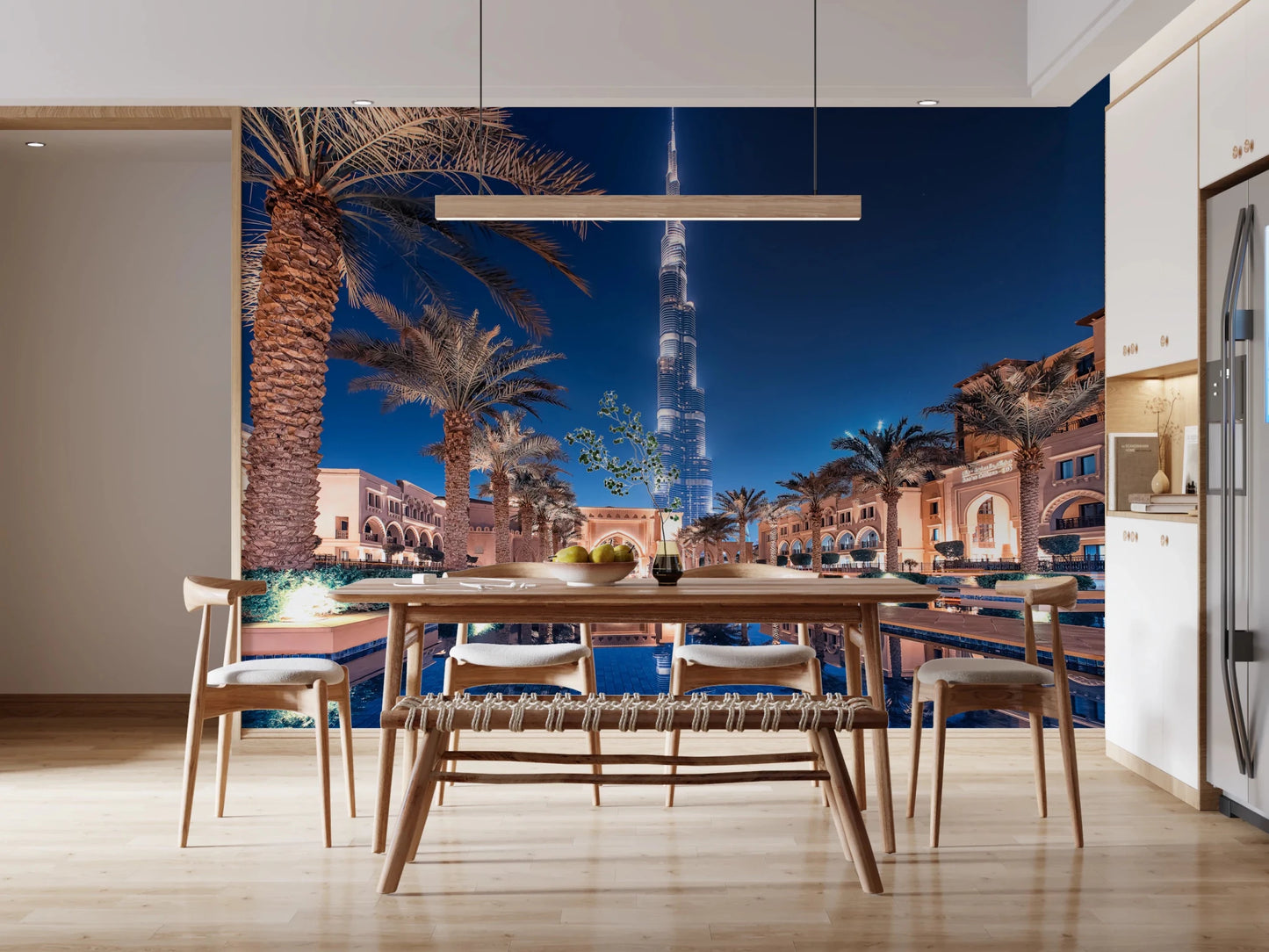 Modern architecture wall mural with pool view.