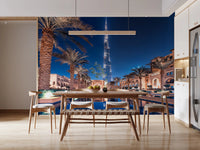 Modern architecture wall mural with pool view.