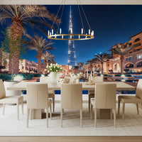 Symmetrical Burj wallpaper for walls in office.