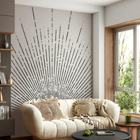 Graphic black burst wall mural

