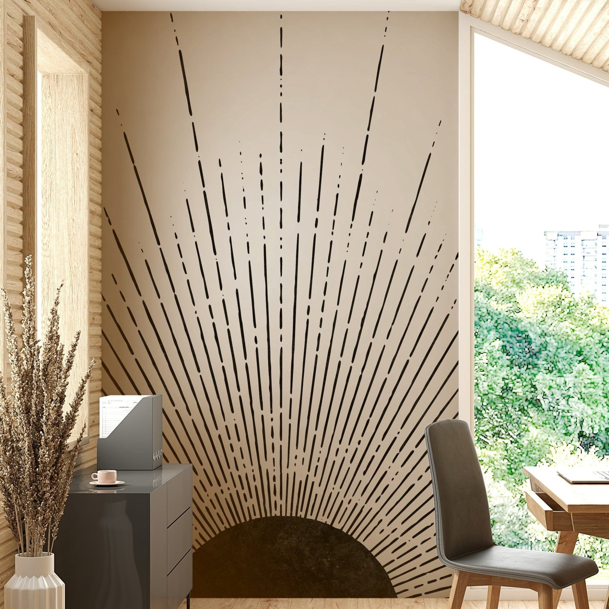 Contemporary burst lines artwork

