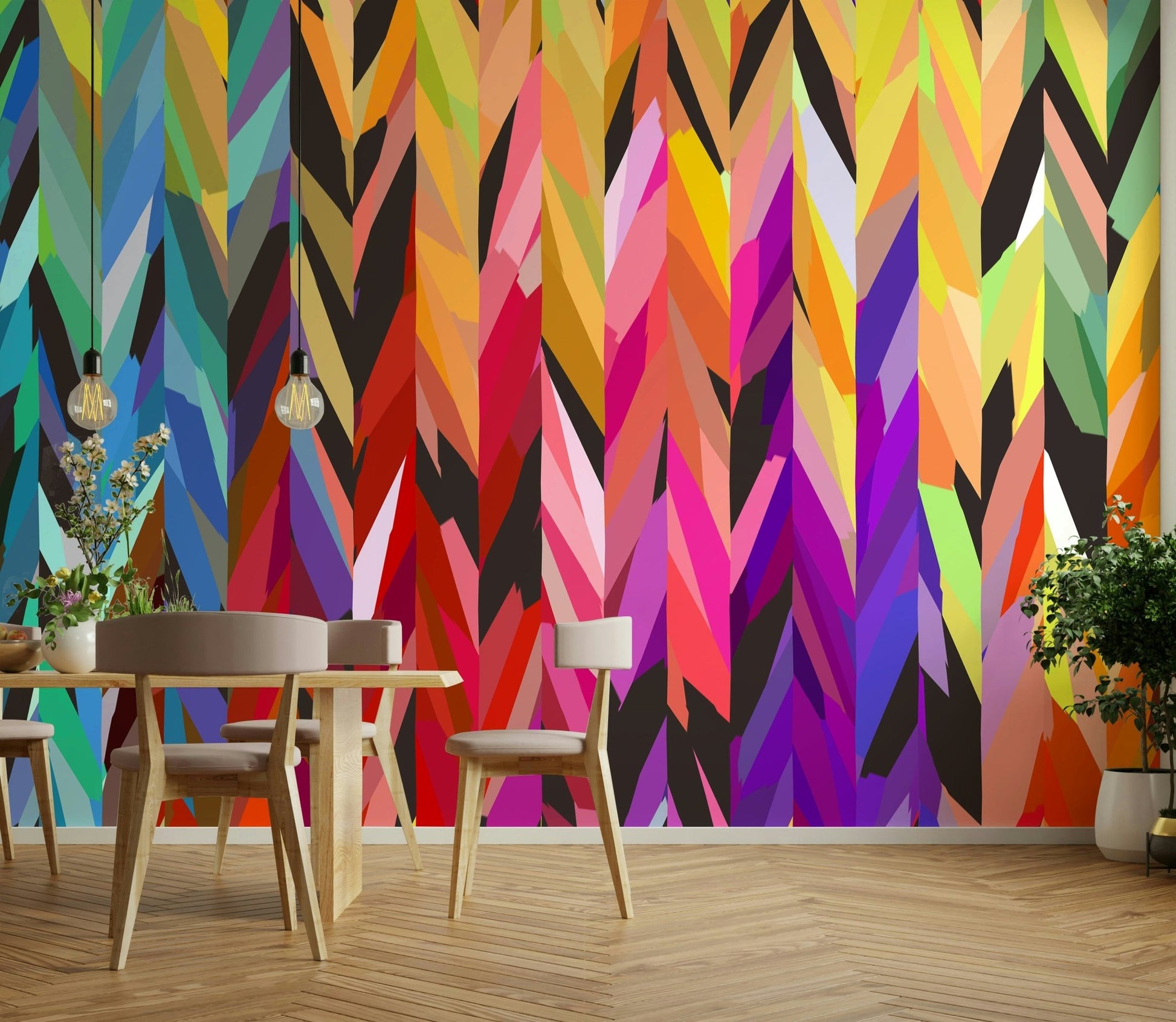 Dynamic and energetic Burst of Color wallpaper for walls

