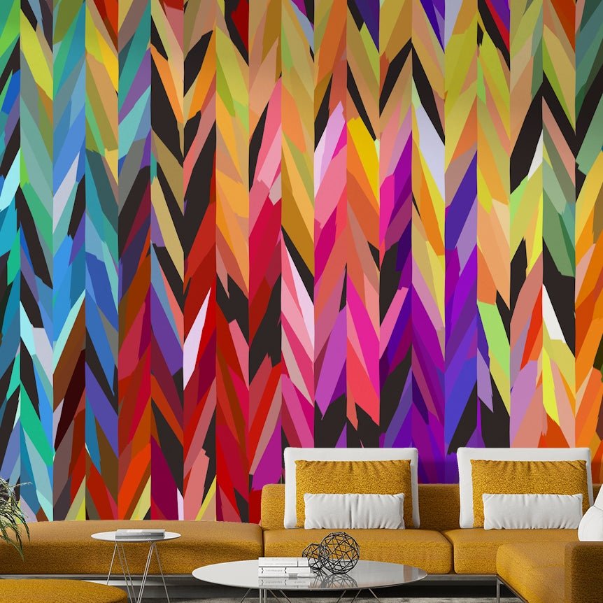 Peel-and-stick Burst of Color mural for easy application


