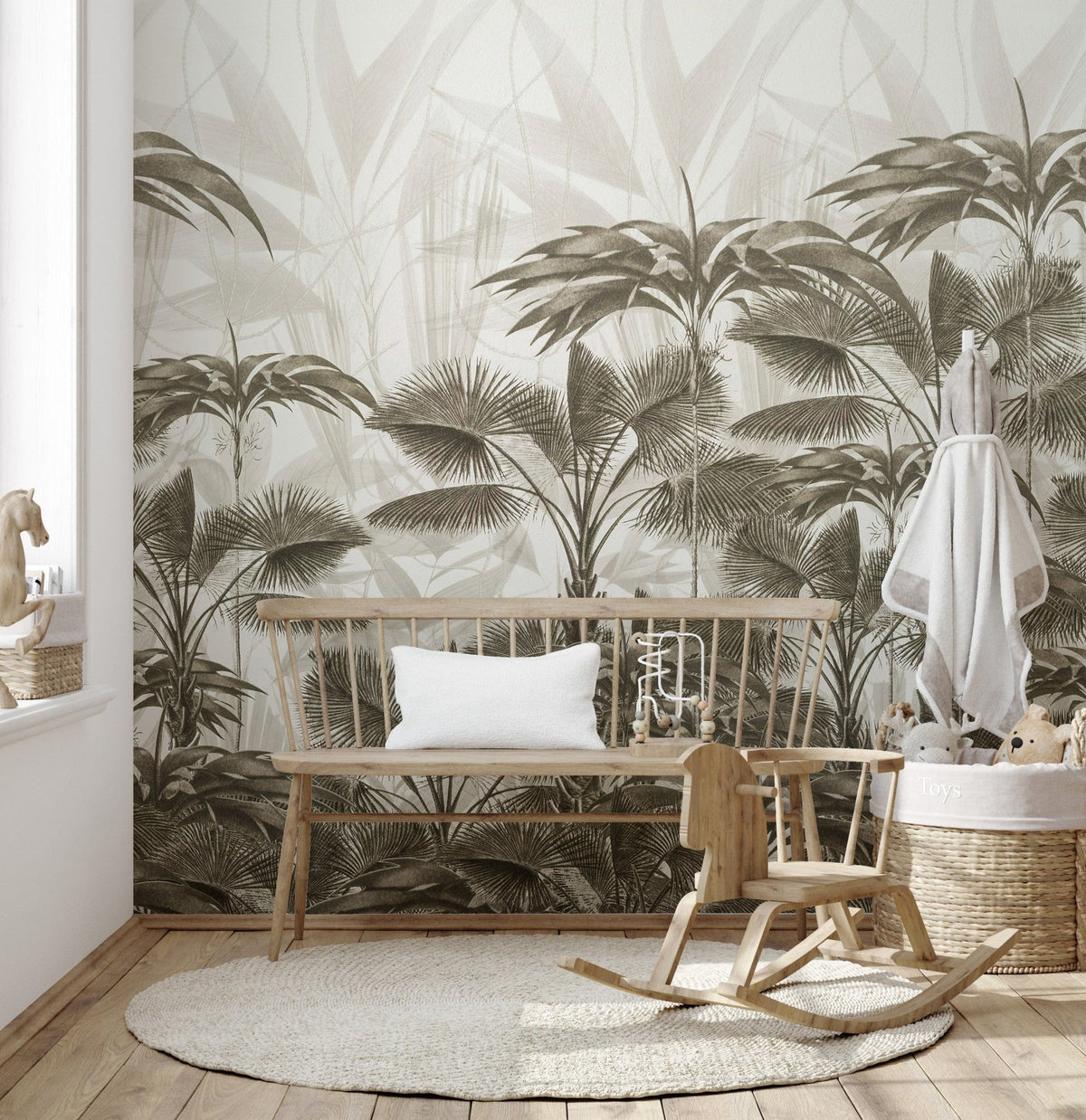 Bushy Palms on Beach Mural, A543