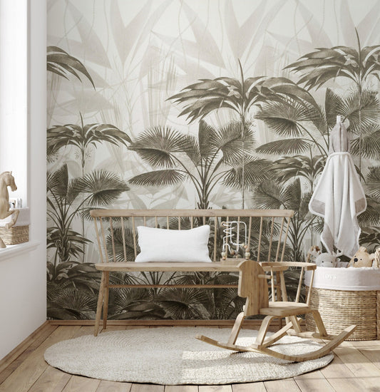 Bushy Palms on Beach Mural, A543