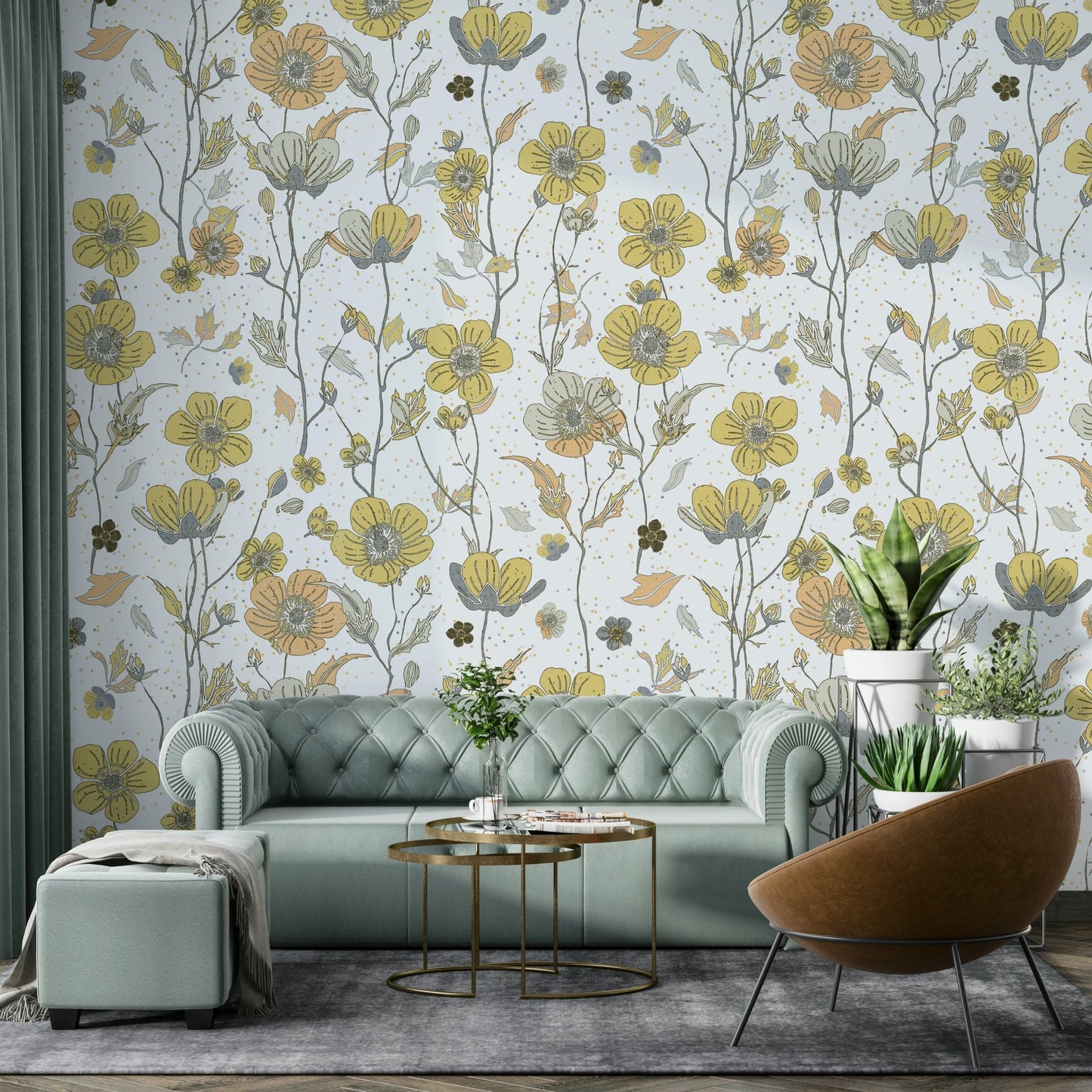 Garden-inspired wallpaper mural design

