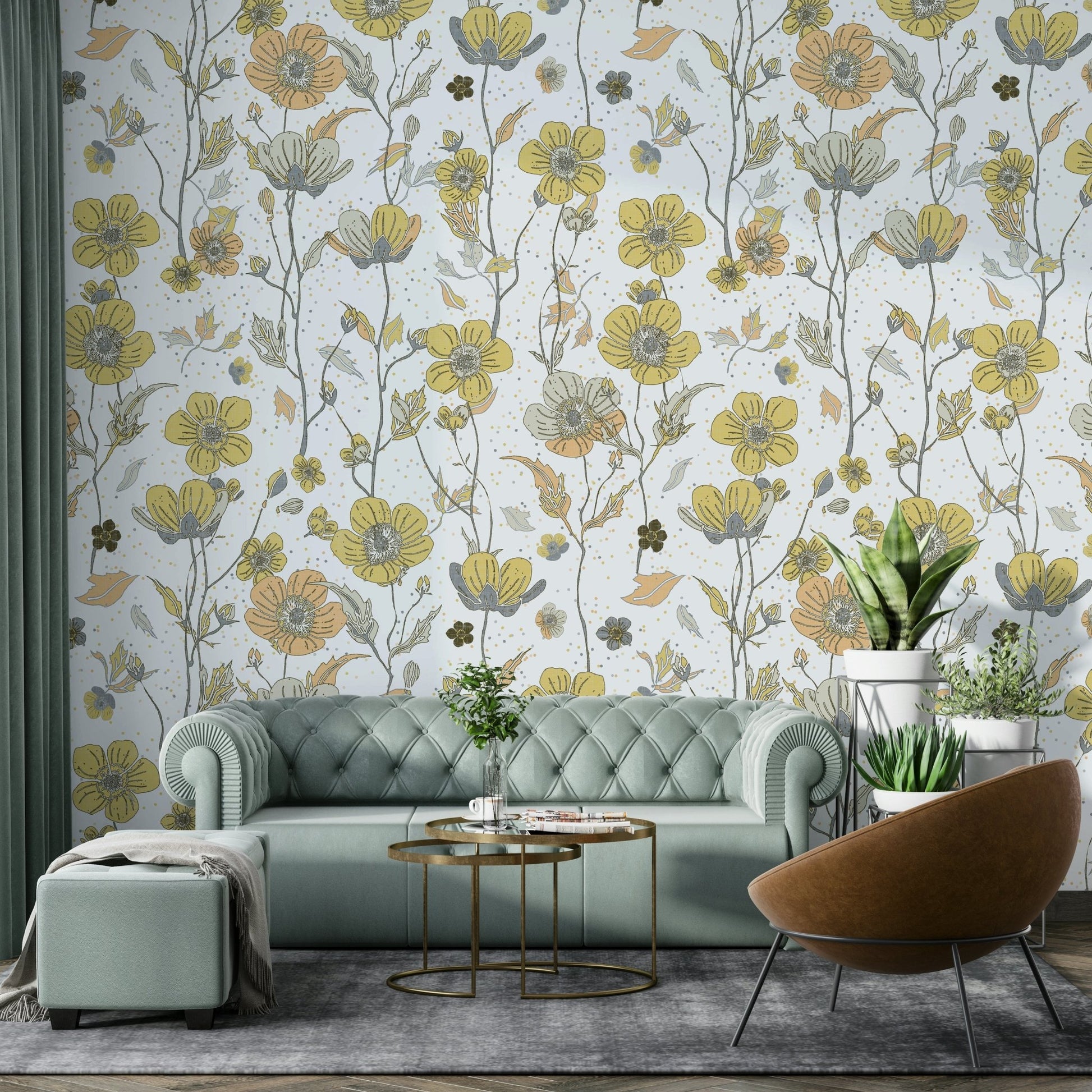 Garden-inspired wallpaper mural design


