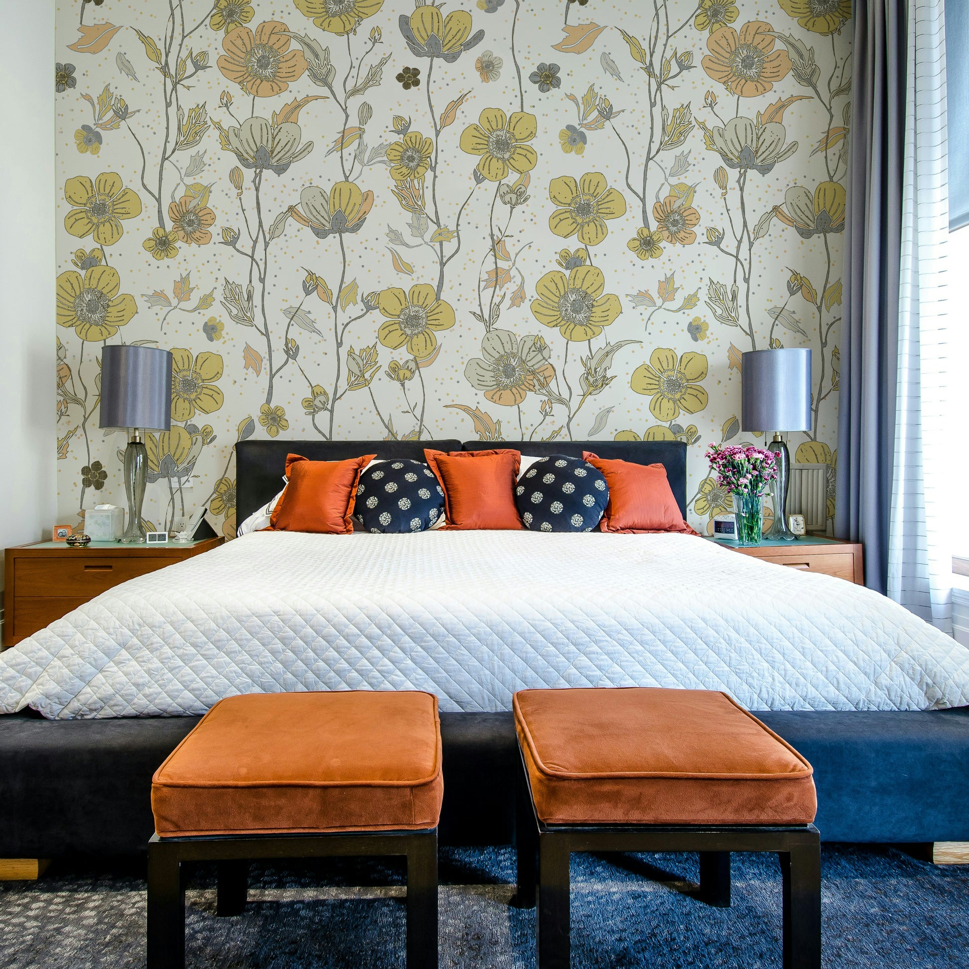 Subtle floral wallpaper texture with stems

