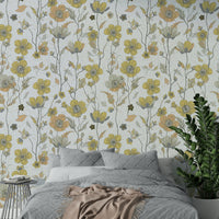 Light and airy floral wallpaper for walls

