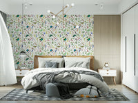 Summer meadow Butterfly And Blooms print stick on wall covering.