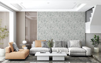 Open interior layout styled in Butterfly Bloom Line Art Wallpaper with floral sketch theme