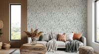 Neutral living area designed with Butterfly Bloom Line Art Wallpaper and gentle pattern