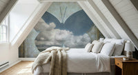 Butterfly Dreamscape, abstract nature image, moody wall art piece design.
