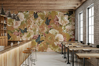 A contemplative floral pattern wallpaper mural for a feature wall., GD5689