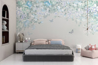 Minimalist floral wallpaper with butterfly
