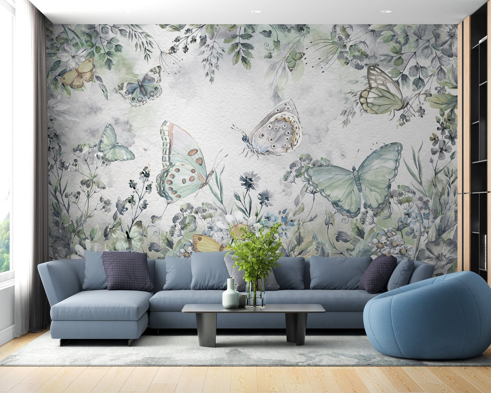 Butterfly garden wallpaper design, C153