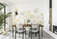 Elegant winged insect wallpaper mural for a boutique hotel suite