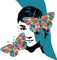 Butterfly Muse Wall Mural wallpaper mural with soft pastel colour.