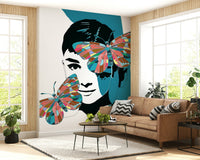 Colourful butterfly wallpaper mural for a children’s bedroom feature wall.
