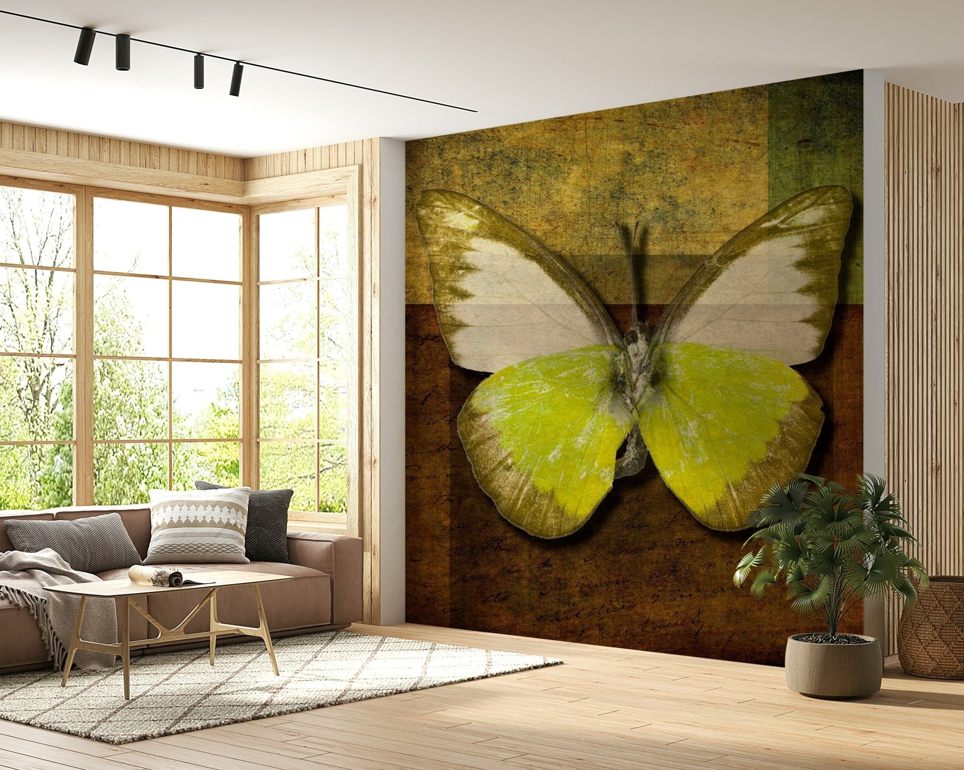 Textured antique look, striking butterfly, Butterfly Vintage Hues decor.