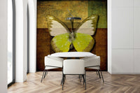 Wall Mural of a yellow and brown butterfly, artistic Butterfly Vintage.