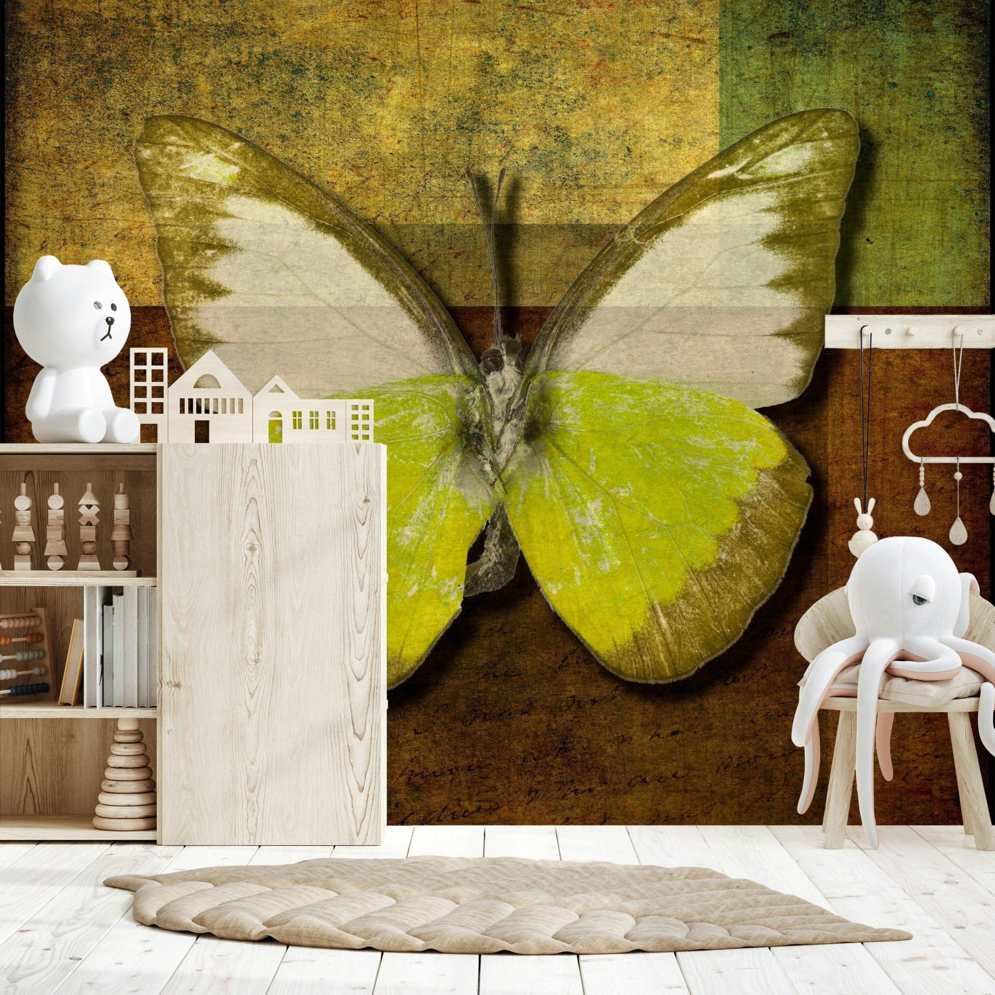 Stunning vintage butterfly, unique artistic wallpaper, brown hues.