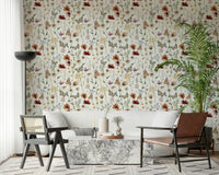 Subtle nature print wallpaper neutral tones and stems