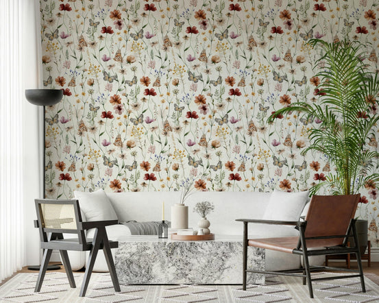 Subtle nature print wallpaper neutral tones and stems, GD7183