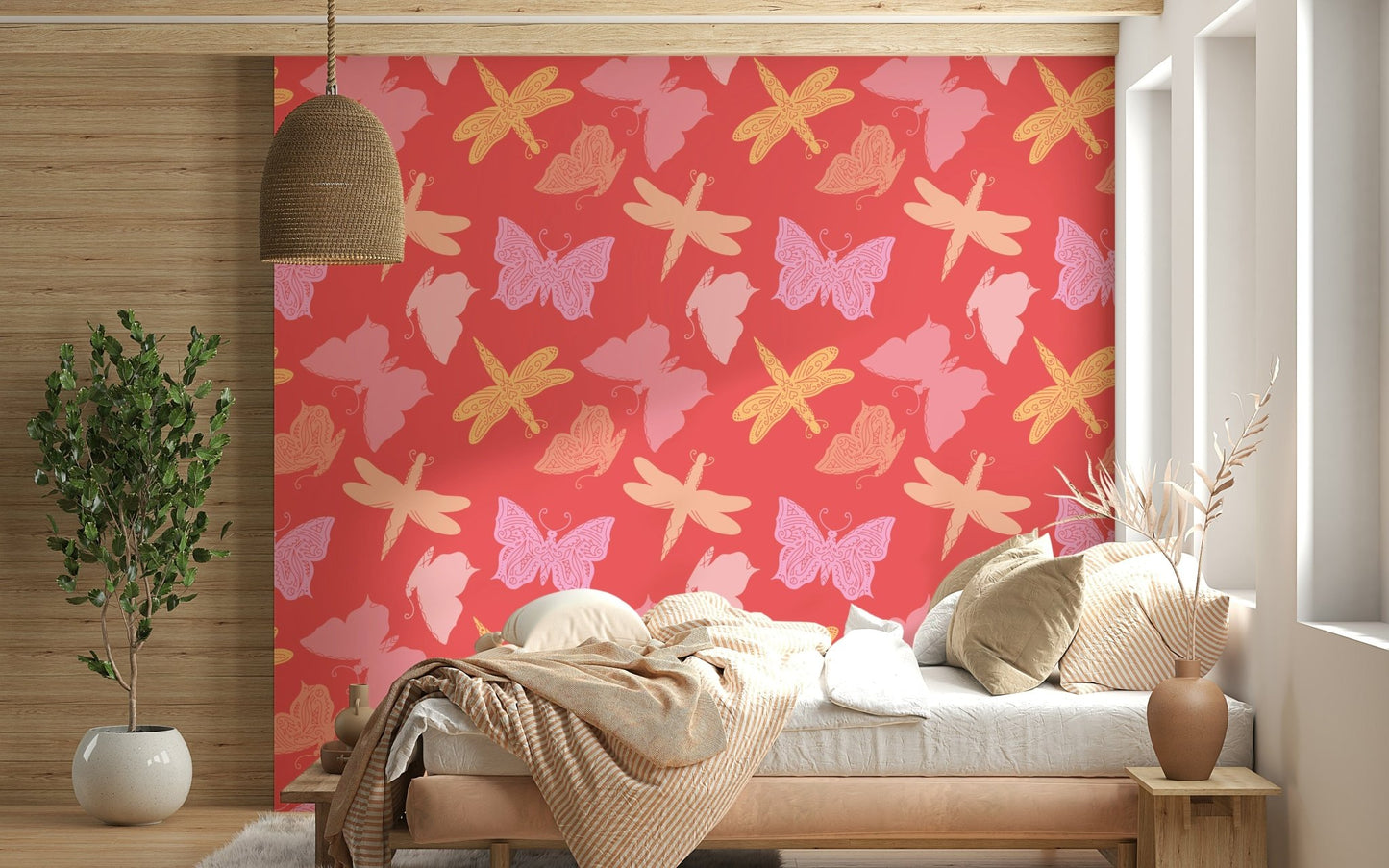 Girly, insect, maximalist Butterfly Wings wallcovering.