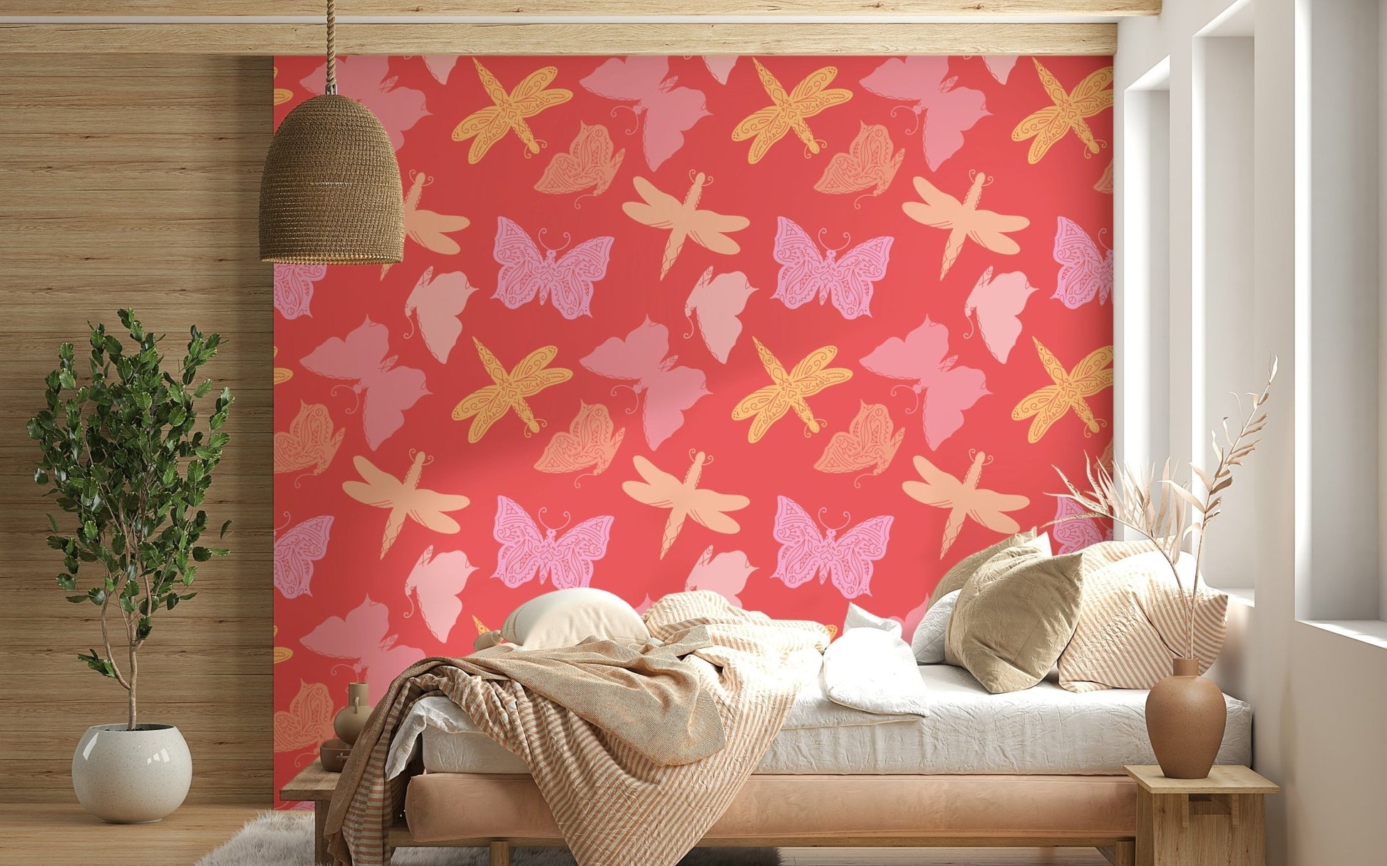 Girly, insect, maximalist Butterfly Wings wallcovering.