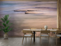 A tranquil ocean scene wall mural for nautical decor.

