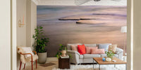 A calming ocean wave wallpaper mural that defines a space.

