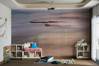 An artistic coastal landscape mural for home decor.

