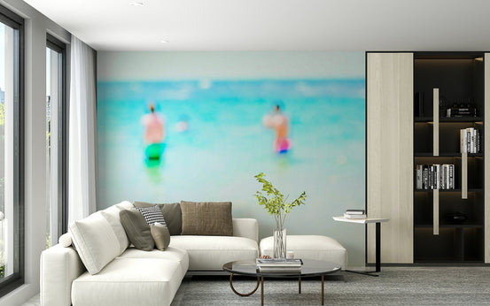 Turquoise water fills a wide beach scene on the By the sea #5 wall mural GD4840
