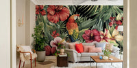 Exotic parrot mural in vintage style

