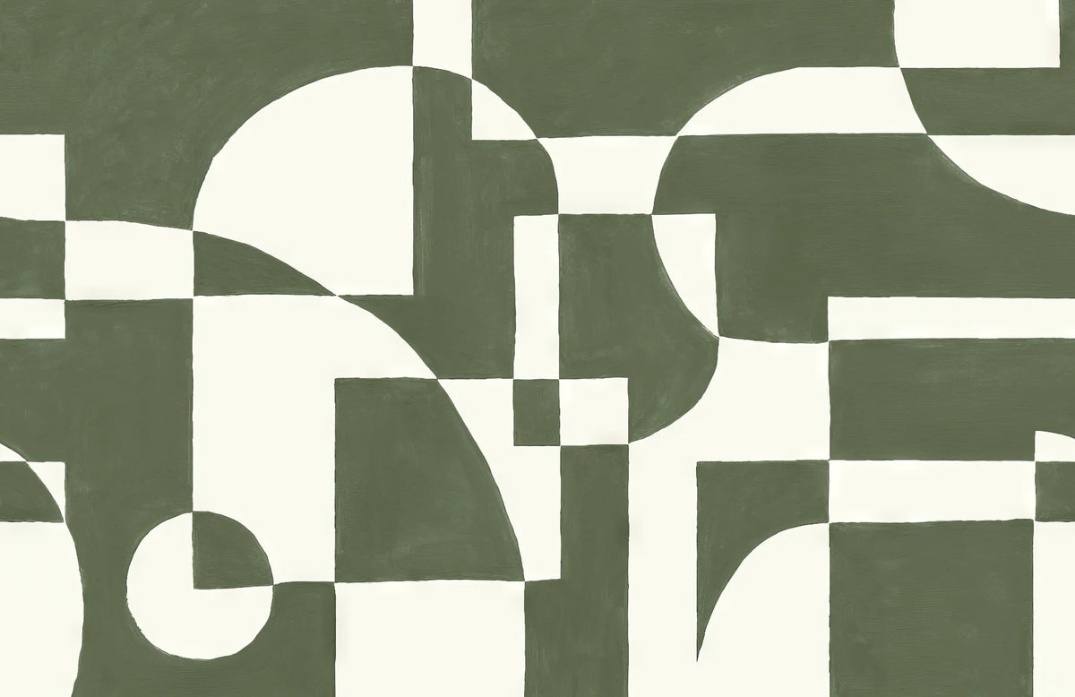 Emerald Geometric Elegance Mural in your room — zoomed