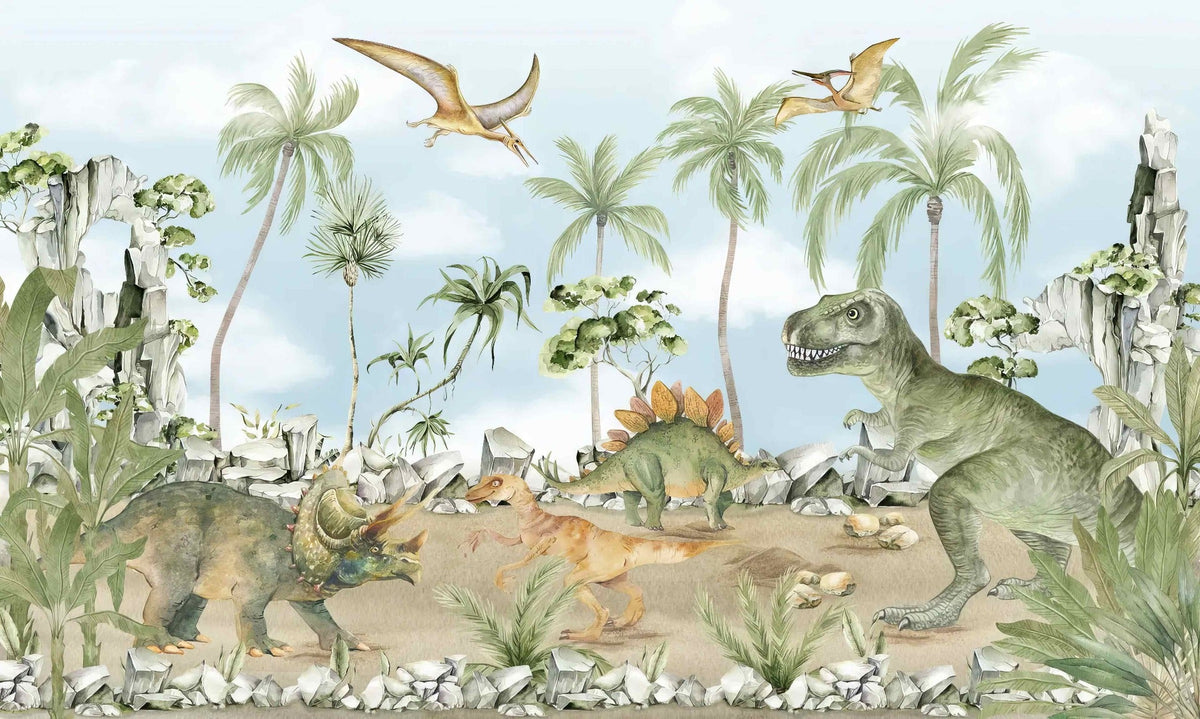 Jurassic Jungle Adventure Mural in your room — zoomed
