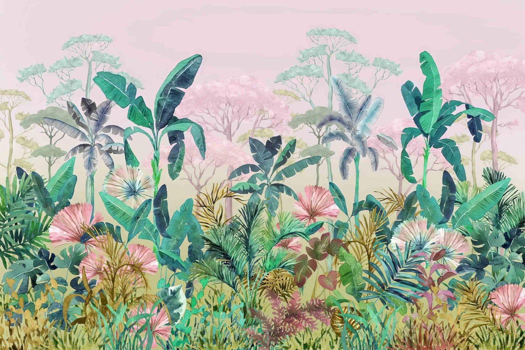 Tropical Jungle Watercolour Wallpaper